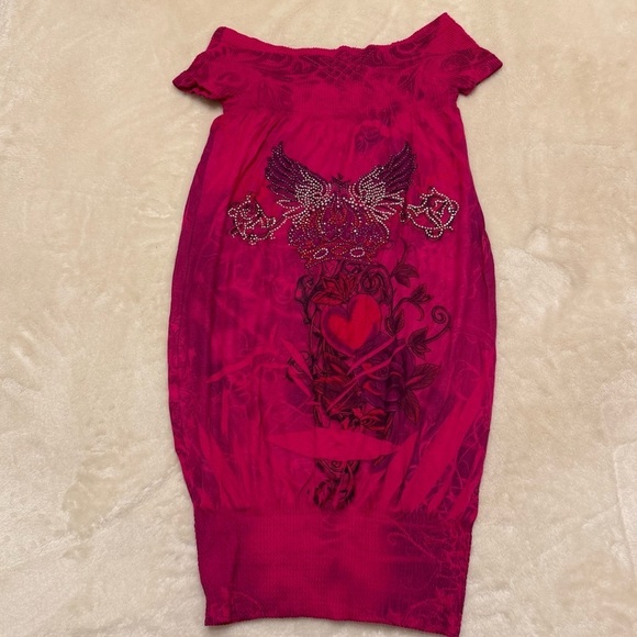 musa Dresses & Skirts - Y2K Hot Pink Off-Shoulder Mini Dress One Size